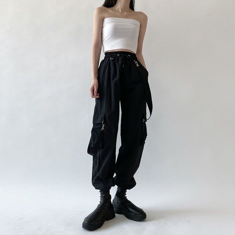 Pants women's summer and Korean version of INS Yuansu loose BF style detachable strap overalls elastic Leggings fashion