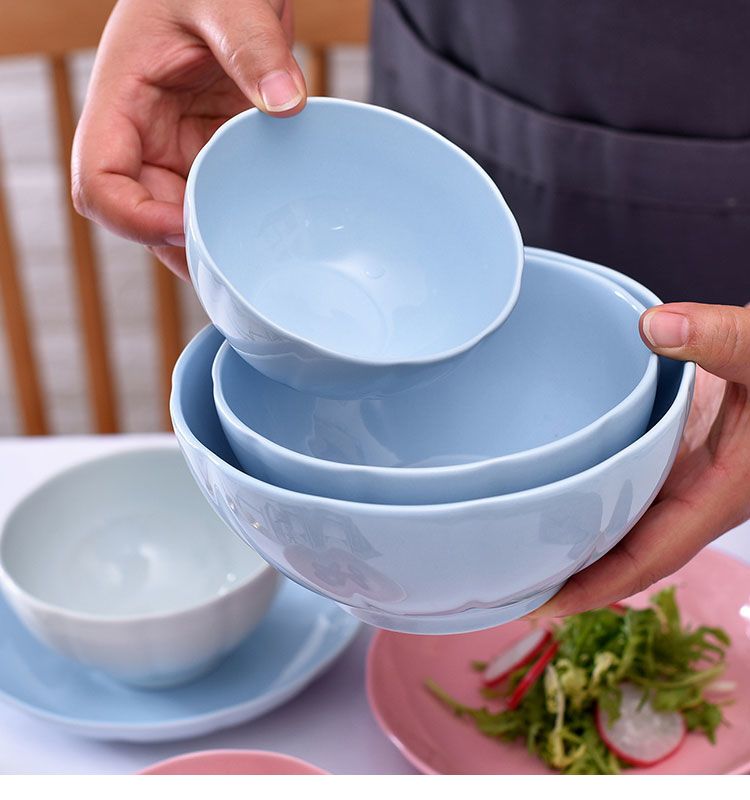 新品18头家用碗碟套装陶瓷加厚防烫简约创意小清新南瓜碗盘子餐具