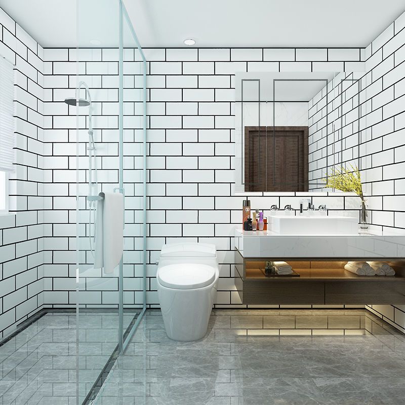 浴室装饰防水壁纸马赛克厕所贴纸自粘墙纸卫生间厨房防油瓷砖墙贴 虎窝拼