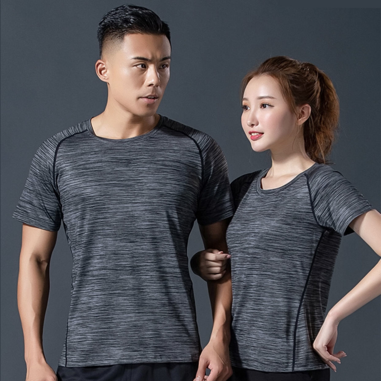 Ice silk quick drying t-shirt men's short sleeve summer breathable Yoga running fitness men's and women's round neck outdoor moisture absorption quick drying clothes