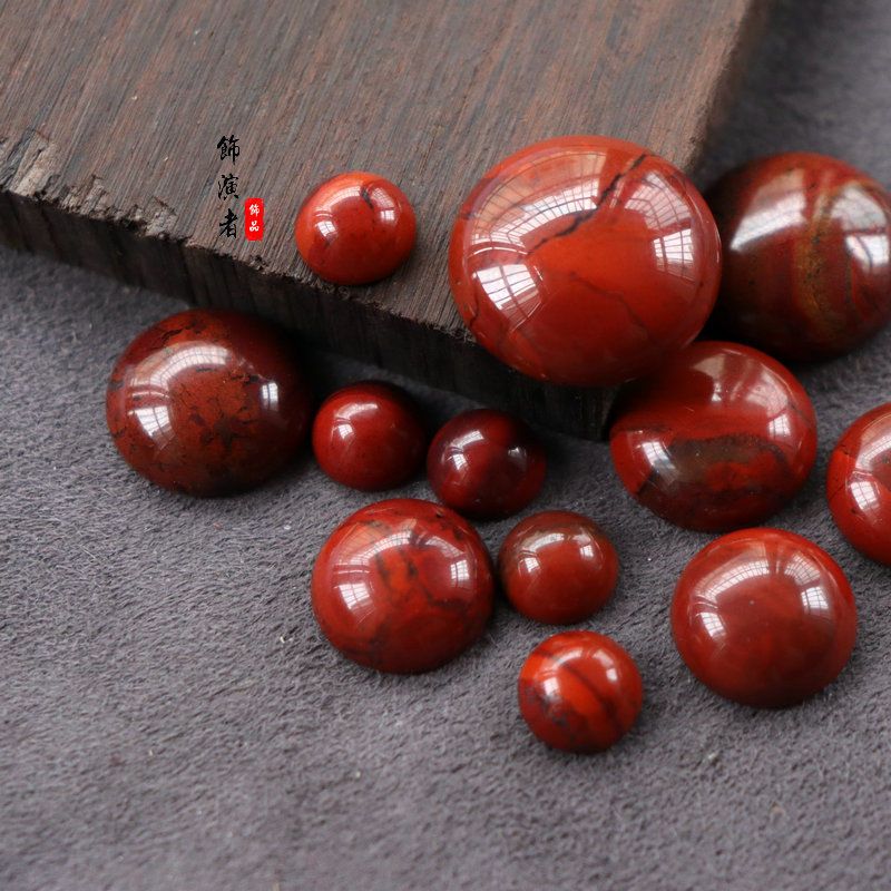 5顆價】天然紅石半圓形戒面 DIY配件戒指吊墜髮簪鑲嵌貼片飾品
