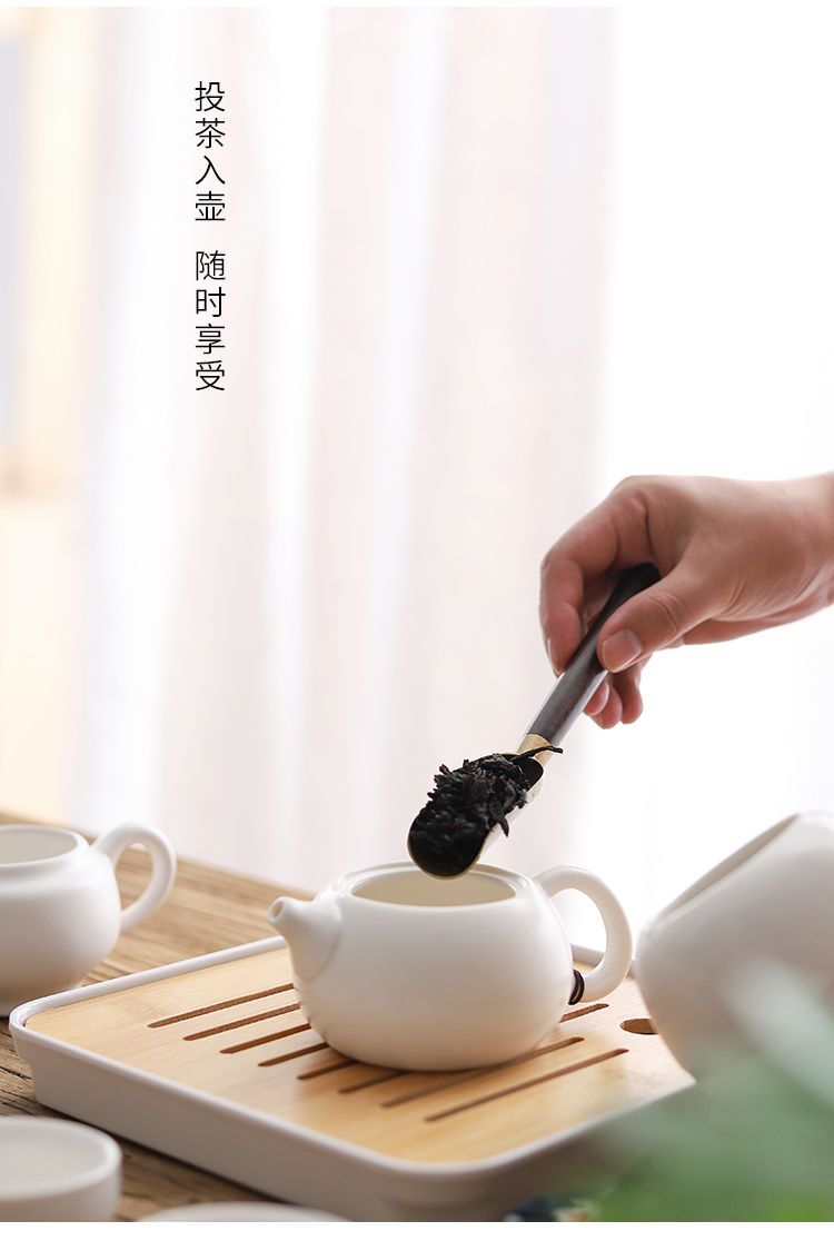 初石 便携式旅行茶具套装陶瓷功夫茶具一壶四杯户外家用泡茶壶