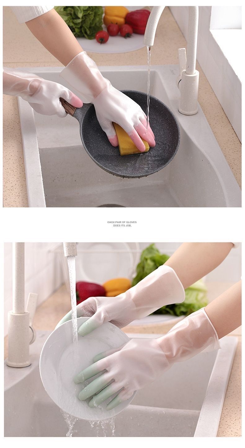 洗碗手套防水乳胶橡胶厨房耐用型刷碗洗菜洗衣服清洁神器男女通用