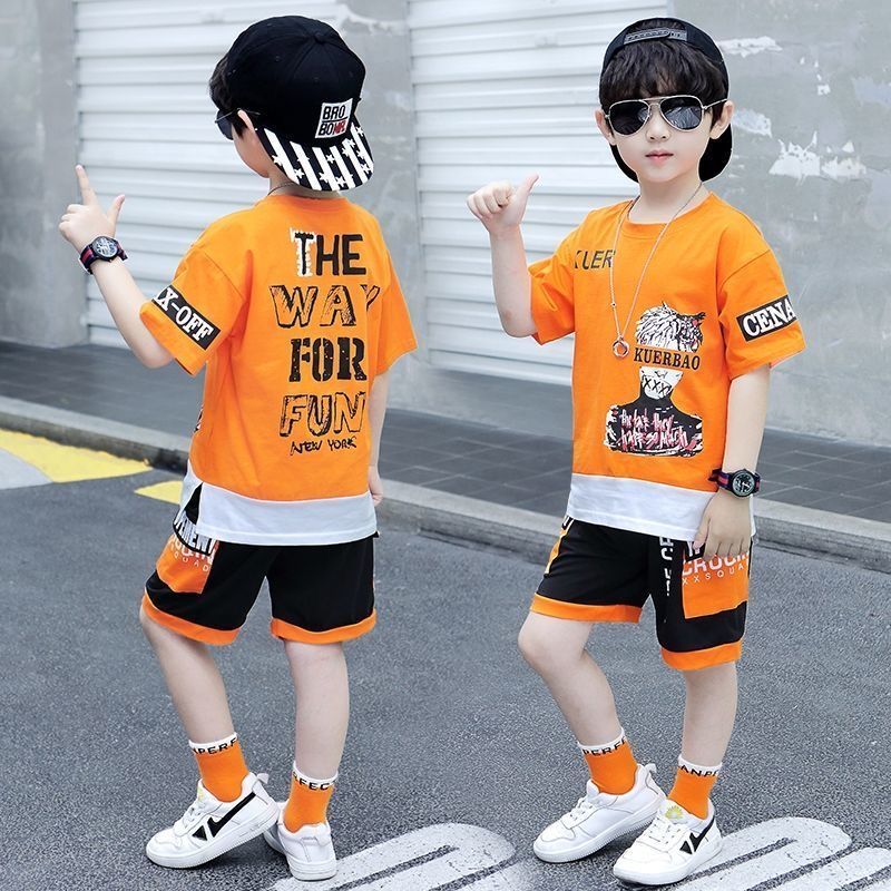 Children's men's summer short sleeve suit boys' Korean handsome new children's wear