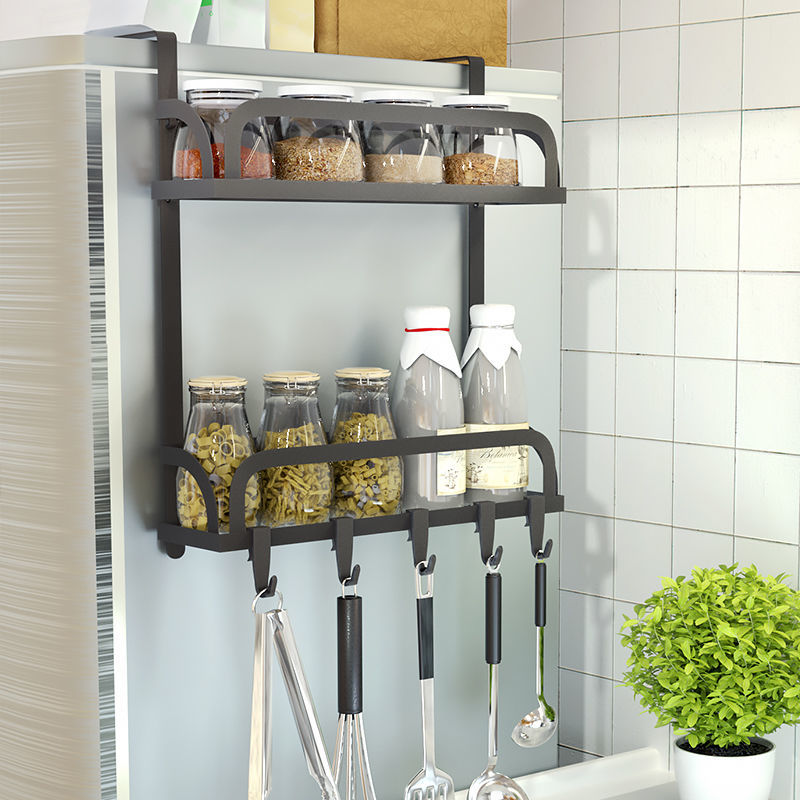 Refrigerator shelf kitchen supplies freezer side rack multi functional household side wall hook antirust storage rack