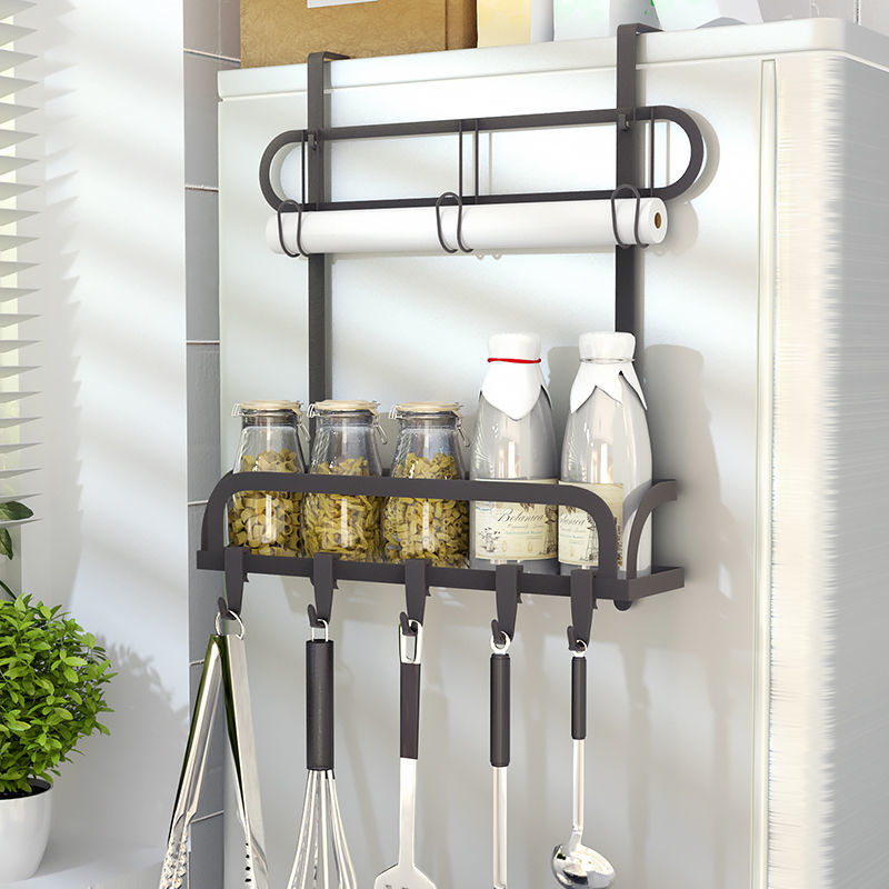 Refrigerator shelf kitchen supplies freezer side rack multi functional household side wall hook antirust storage rack