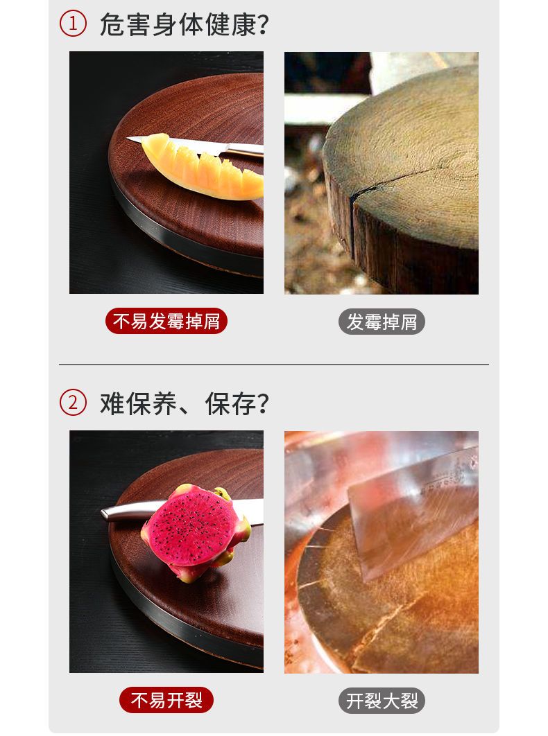 B越南切菜板实木厨房家用抗菌防霉圆形菜墩子整木案板正宗铁木砧板
