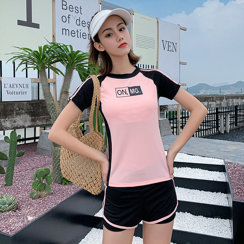 les swimsuit female split two-piece boxer conservative thin belly cover blouse Korean student net red sports girl