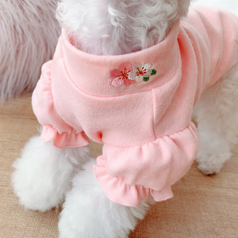 Solid pink pet clothes bottom coat little dog Teddy poodle bear miniature dog cat spring summer autumn dress