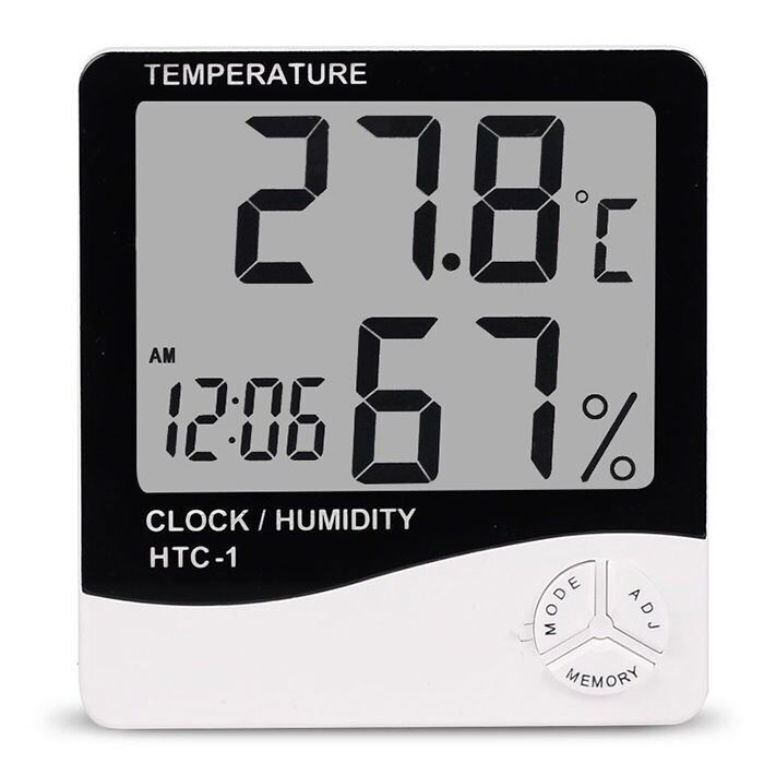 Htc-1 high precision large screen indoor electronic thermometer and hygrometer with alarm clock