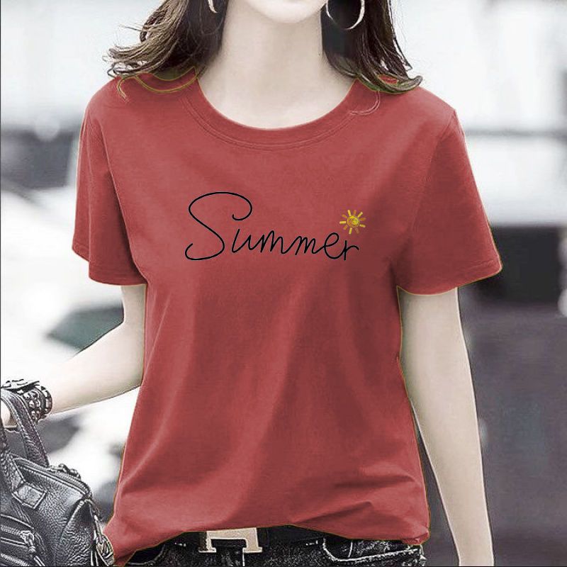 Cotton 2020 summer new women's T-shirt short sleeve fat mm200kg loose and thin, half sleeve fashion