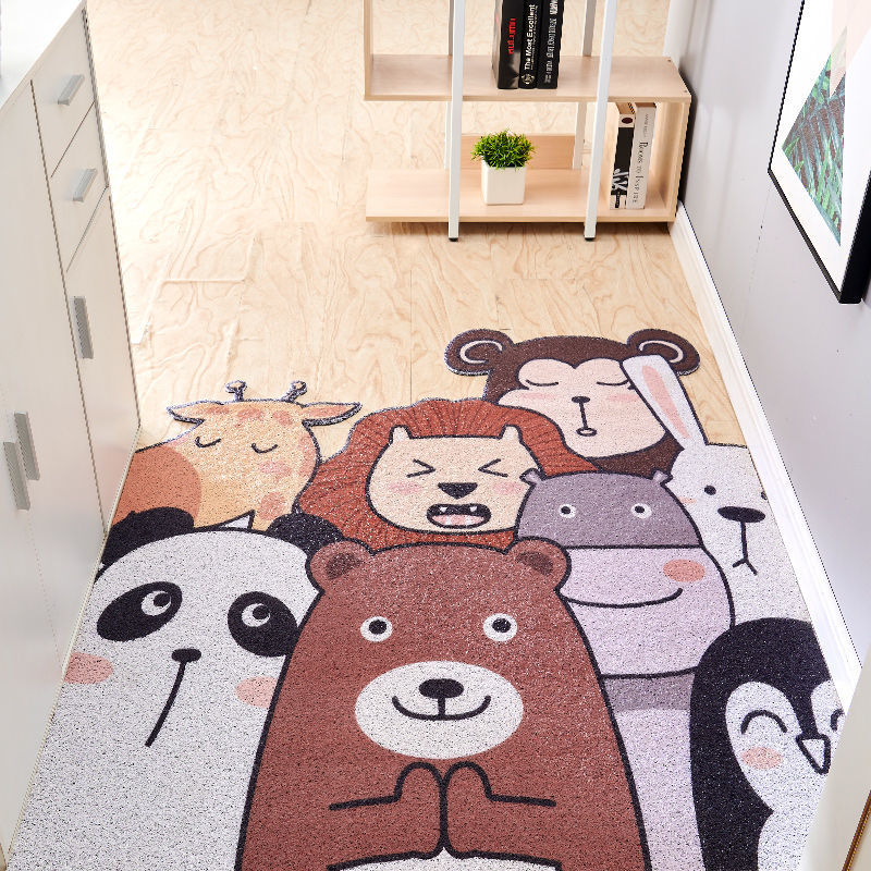 Cartoon household doormat bathroom anti slip silk ring carpet door dust removal pad custom tailorable porch floor mat