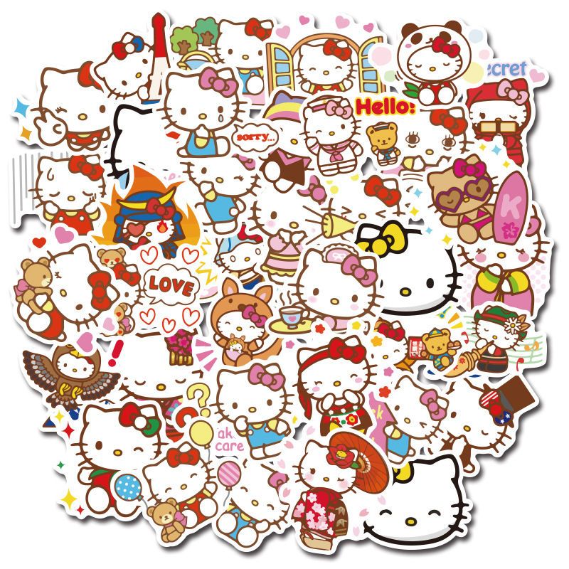 hellokitty卡通行李箱贴画笔记本电脑旅行箱头盔手机吉他水杯贴纸