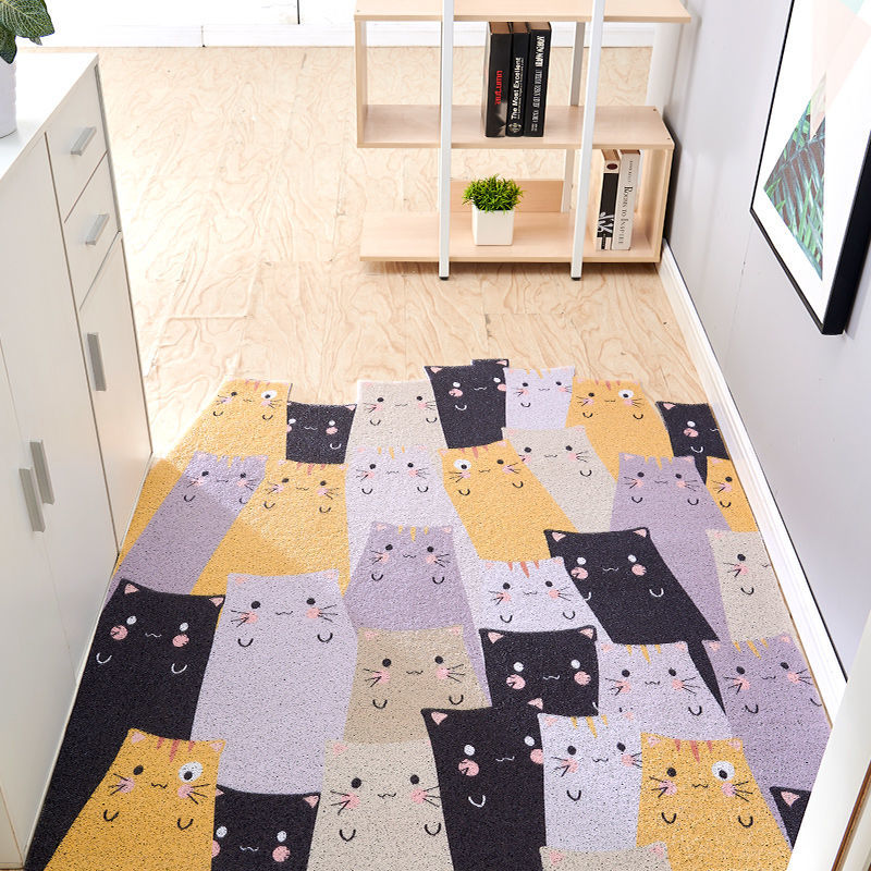 Cartoon household doormat bathroom anti slip silk ring carpet door dust removal pad custom tailorable porch floor mat