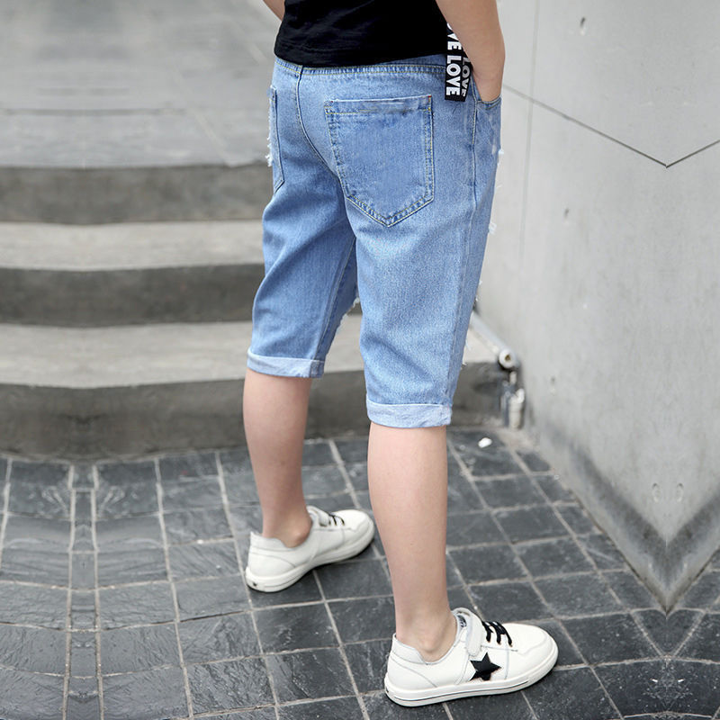 Children's wear boys' Jeans Shorts children's trousers thin Capris Korean boys' jeans Capris loose