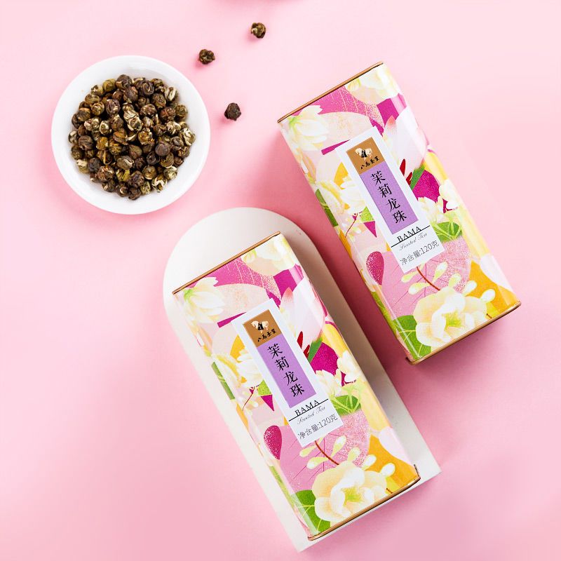 54246-八马茉莉花茶鲜花龙珠绿茶冲调茶叶花草茶罐装120g-详情图
