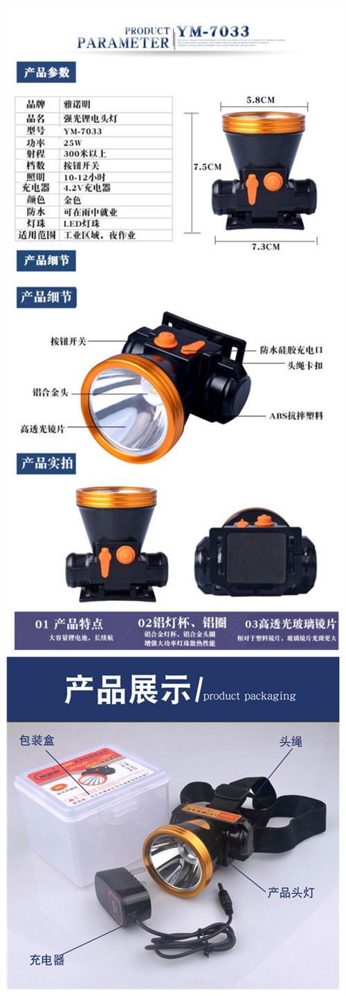 極致優品 LED頭燈強光可充電J.鋰電池超亮遠射頭戴式戶外礦燈夜騎夜釣疝氣燈[ 燈具]JZ1786