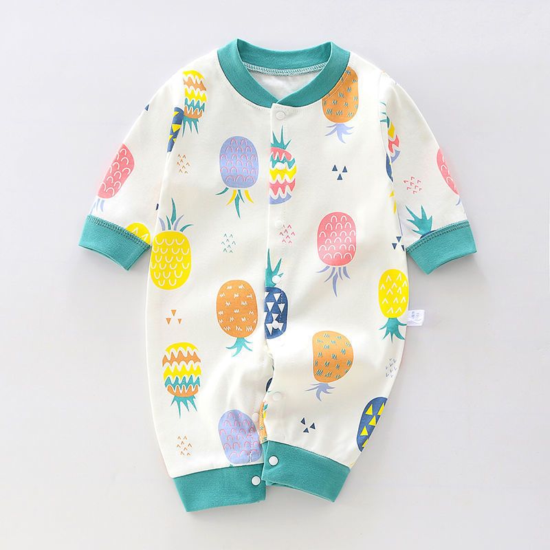 Baby one piece clothes spring and autumn cotton climbing clothes for boys and girls newborn babies long sleeve open crotch hip dress 0-3-6-18 months