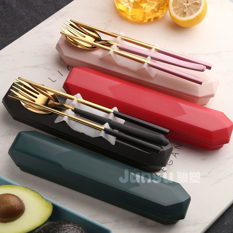 304 stainless steel chopsticks spoon fork three piece picnic tableware box student canteen portable tableware set