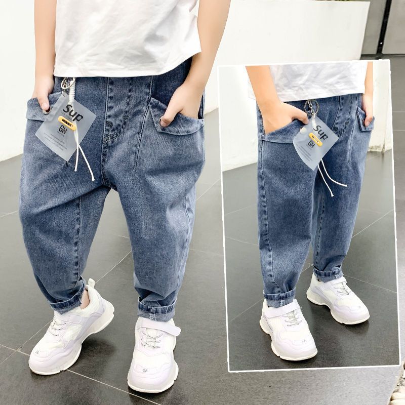 Boy's jeans trousers spring and autumn dad pants children's foreign style lantern pants