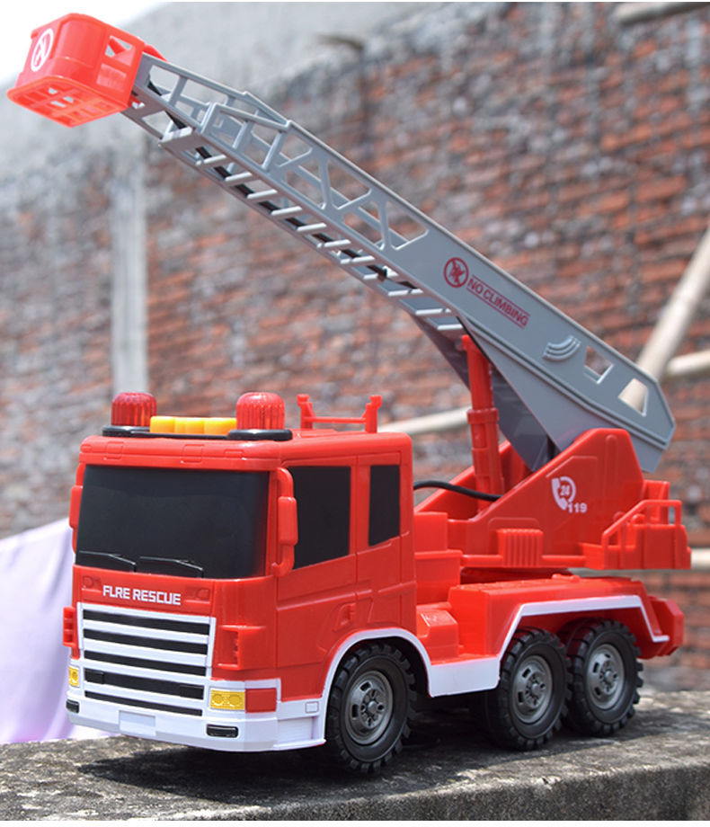 大号消防车儿童玩具可喷水云梯洒水车男孩模型音乐工程车汽车套装