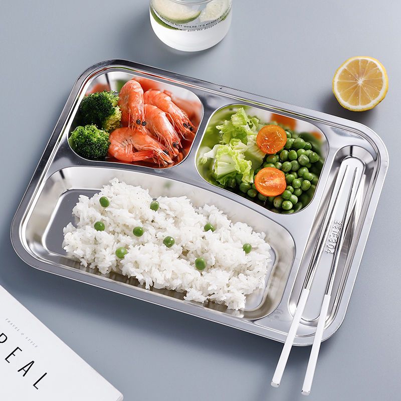 正品304加厚不锈钢快餐盘分格餐盘儿童幼儿园学生成人食堂快餐盘