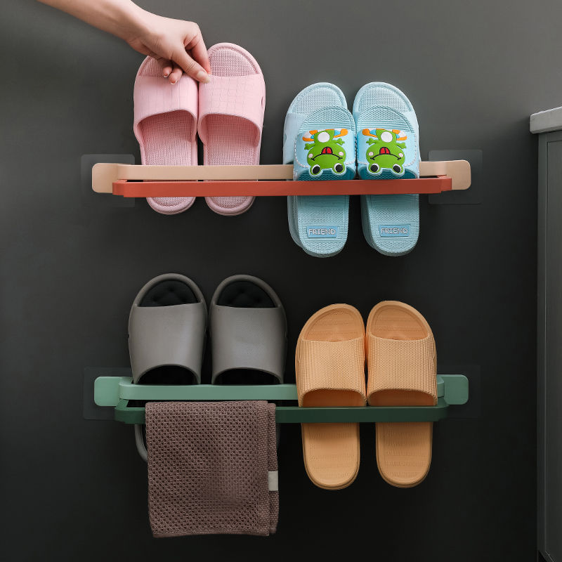 Bathroom slipper rack, punch-free shoe rack, household towel rack, shoe rack, simple multi-layer toilet bathroom storage rack