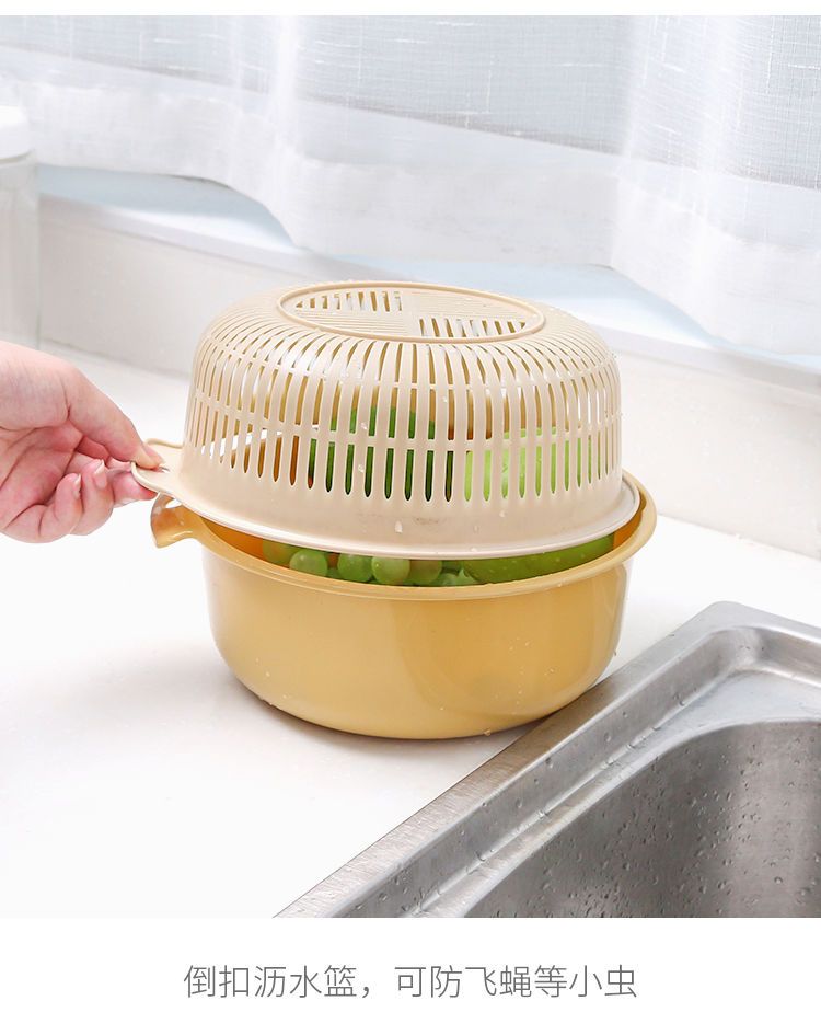 双层洗菜盆沥水篮厨房沥水神器家用多功能塑料圆形漏水篮水果篮子