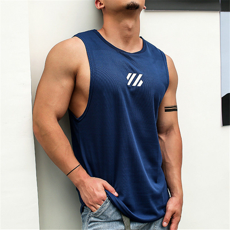 Sleeveless vest men's quick dry sports loose short sleeve T-shirt fashion brand ins fitness clothes plus size basketball training clothes