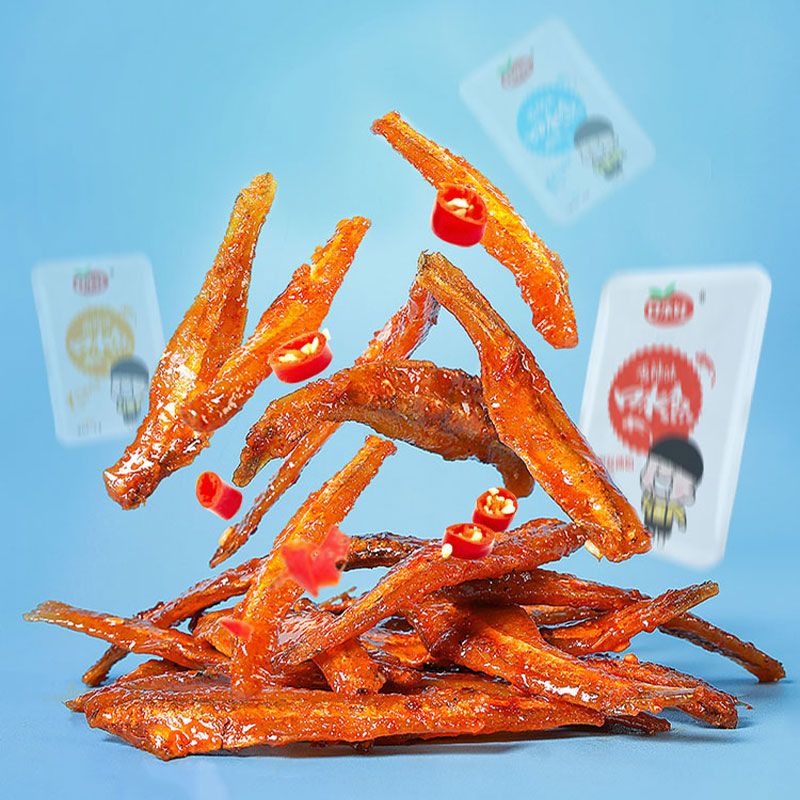 口水娃小鱼仔零食麻辣香辣小鱼干毛毛鱼湖南特产辣鱼口水鱼10包