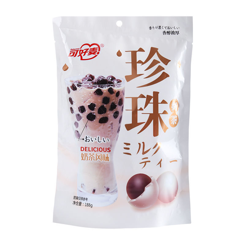 88847-可好麦珍珠奶茶夹心巧克力软糖可冲泡糖果网红休闲波霸软糖零食品-详情图