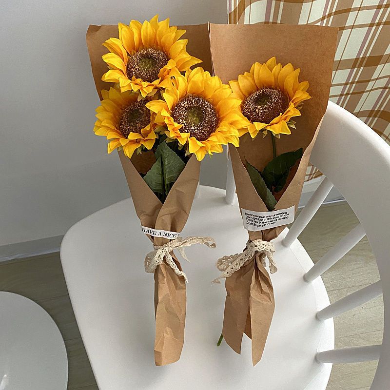 Sunflower simulation bouquet ornament dry flower fake flower picnic plastic flower ornament holding photography props