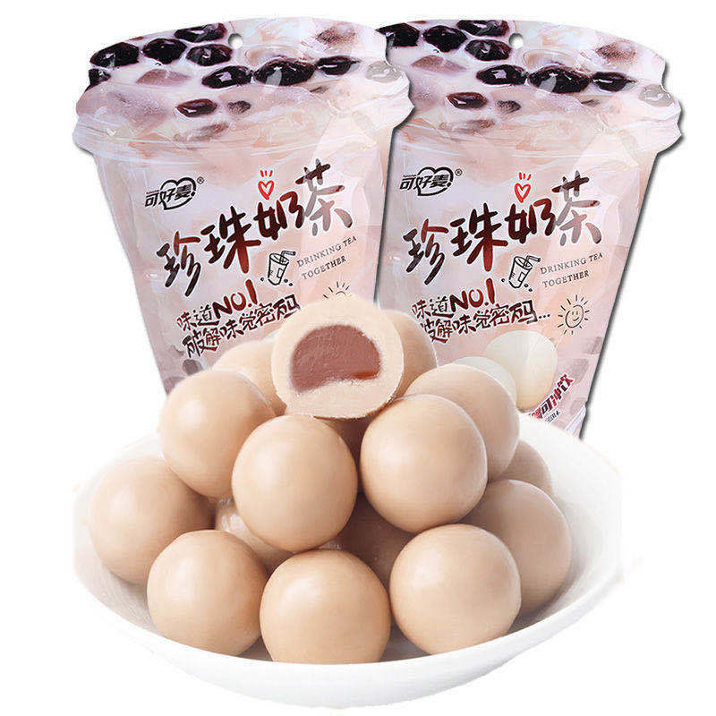 88847-可好麦珍珠奶茶夹心巧克力软糖可冲泡糖果网红休闲波霸软糖零食品-详情图