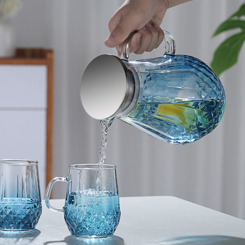 大容量耐热玻璃冷水壶家用透明玻璃凉水壶客厅晾凉白开壶果汁扎壶