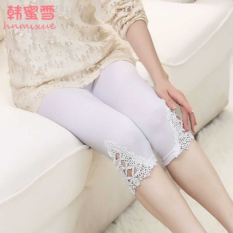 Women's underpants summer thin hollow Capris casual Korean version large size slim and slim with elastic Leggings