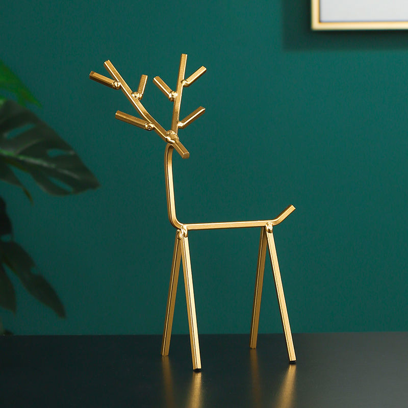 北欧创意铁艺几何小鹿装饰品摆件家居客厅房间卧室桌面摆设工艺品