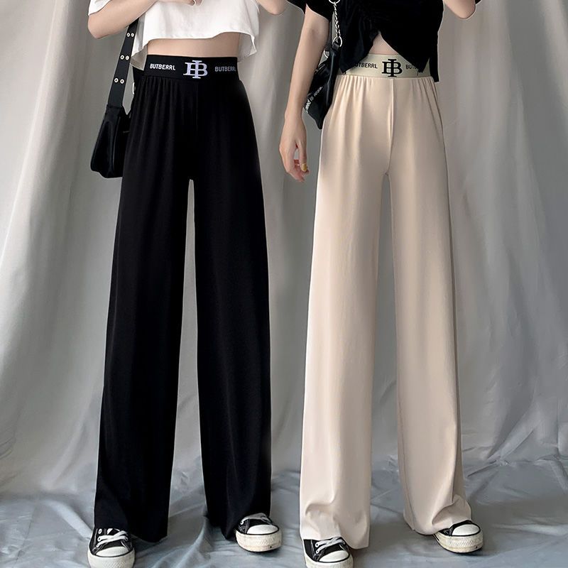 2020 new high waist relaxed large size fat mm leisure straight tube wide leg pants for women