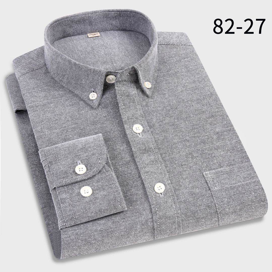 Paul spring and autumn men's shirt long sleeve Oxford spinning business casual white shirt middle aged and young non iron solid color top