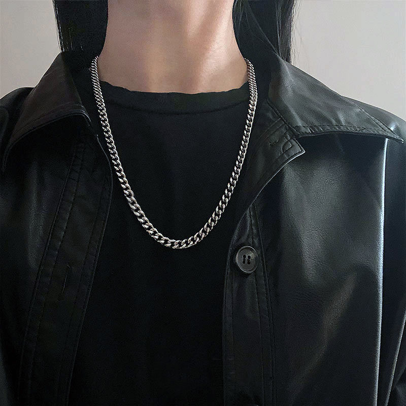 Simple and fashionable men's necklace hiphop fashion necklace men's Korean chain girl couple Street hip-hop accessories