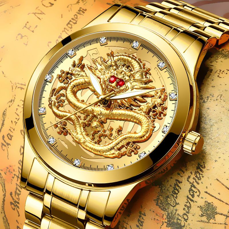 Automatic watch men's non mechanical watch business watch waterproof luminous gold men's Watch