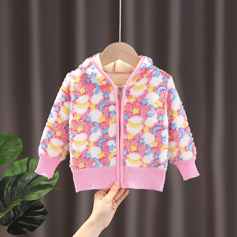 2022 autumn and winter baby fleece cardigan men and women baby warm clothes flannel thick top coat Korean version of the tide
