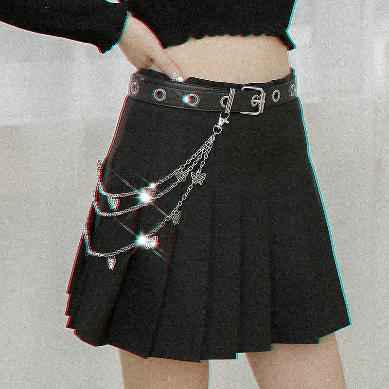 Chain waist belt women cool ins pants chain accessories punk jeans belt decoration hip hop JK uniform plaid skirt