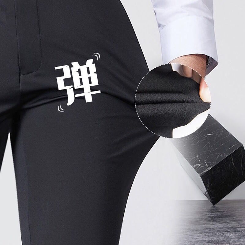 Men's summer thin middle-aged and elderly trousers business leisure non iron high waist trousers loose straight suit trousers men's trousers
