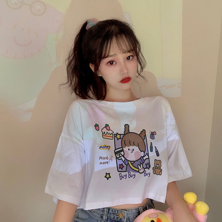 Short sleeve female student Korean loose versatile short T-shirt girl 2020 new summer Hong Kong style top girlfriends