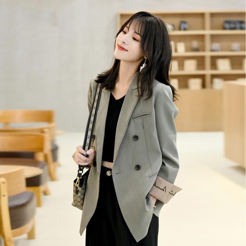Embroidered small suit jacket women's high-end sense net red fried street Korean version loose retro British style high-end suit jacket