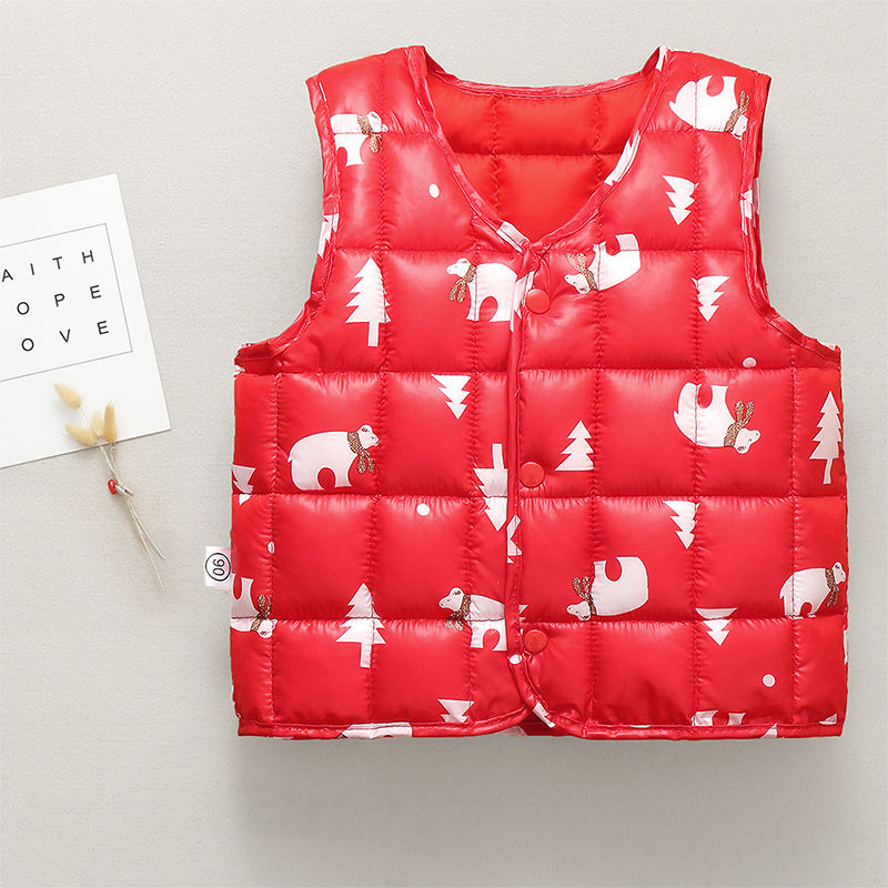 Children's Vest Boys and girls down cotton spring and autumn kindergarten children's light and warm, foreign style wear inside and outside