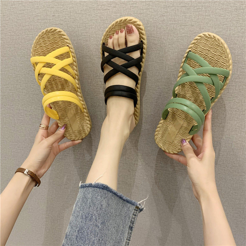 Sandals women's outerwear summer 2020 new fashion all-match multi-color dual-use casual lazy flat sandals