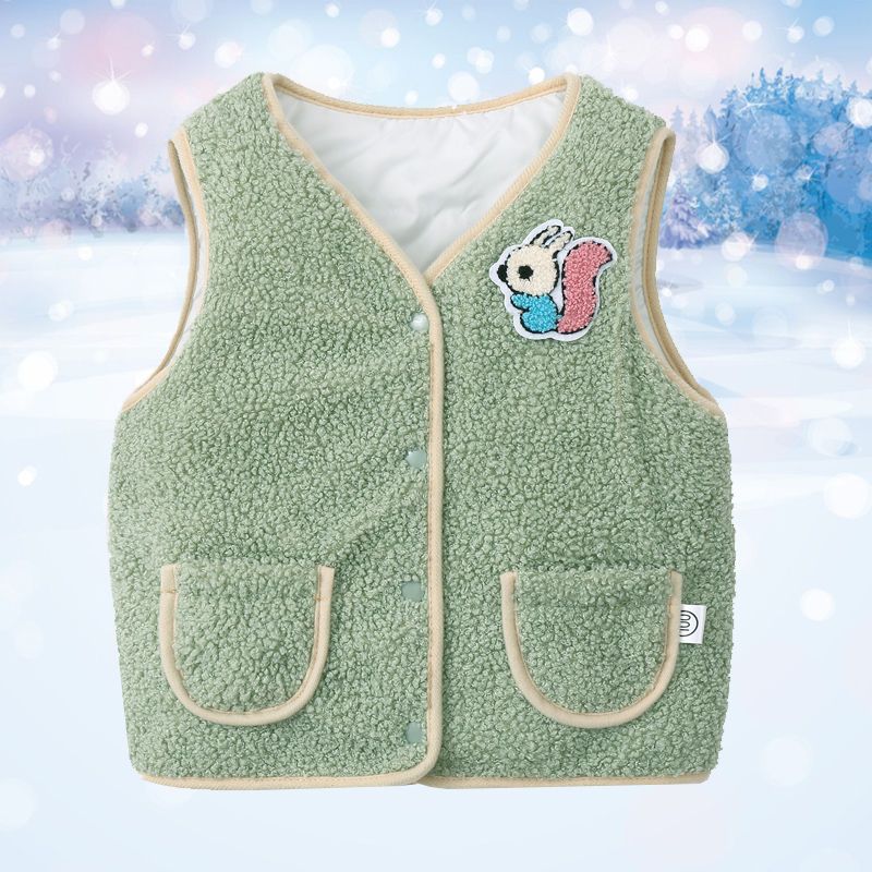 Children's Vest Boys and girls autumn and winter Teddy plush and cotton thickened children's coat boys' baby vest warm