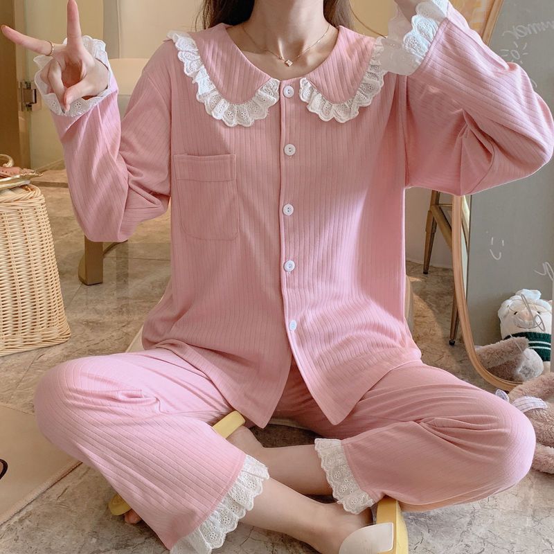 Pajamas women's spring and autumn princess wind Korean version of the student cute long-sleeved cotton thin two-piece suit summer women's home clothes