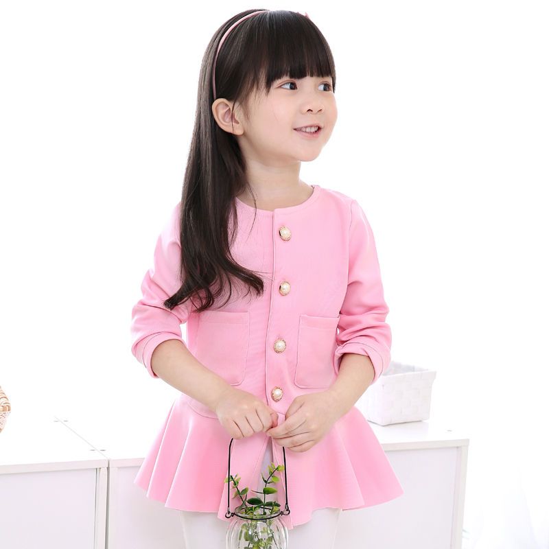 Girls spring and Autumn New Korean style coat 100 fold casual foreign style long sleeve Wei dress